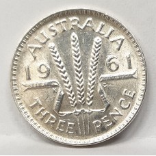 AUSTRALIA 1961 . THREEPENCE . VARIETY . DIE CRACK OBVERSE